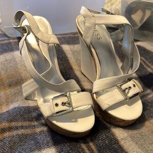 GUESS White Wedge Sandals